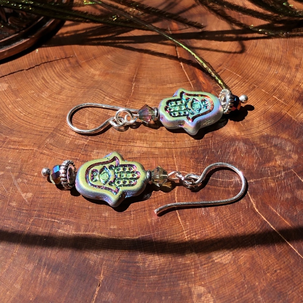 Hamsa Hand Earrings - Evil Eye Jewelry, Talisman